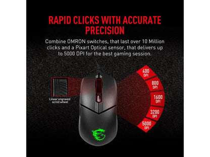 MSI Vigor GK30 Combo, 6-Zone RGB GK30 Gaming Keyboard & GM11 Gaming Mouse, Water Repellent & Splash-Proof, 5000 DPI