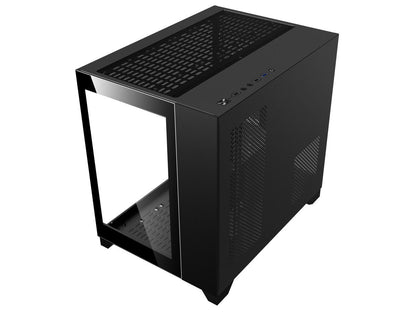 DIYPC ARGB-Q3.v2-BK Black USB3.0 Tempered Glass Micro ATX Gaming Computer Case w/ Dual Tempered Glass Panel and 3 x ARGB Fans (Pre-Installed)