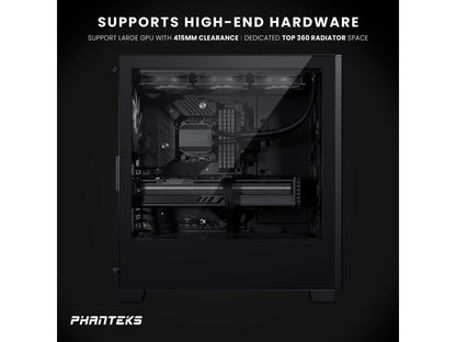 Phanteks XT Pro, Mid-Tower Gaming Chassis, High Airflow Performance Mesh, Tempered Glass Window, 1x M25-120 Black fan included, Black