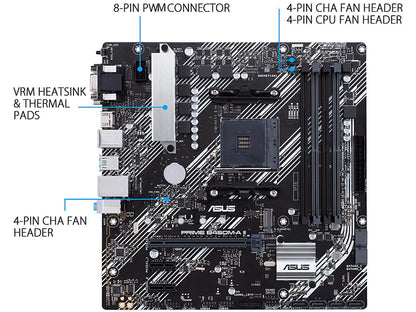 ASUS Prime B450M-A II AMD AM4 (Ryzen 5000, 3rd/2nd/1st Gen Ryzen Micro ATX Motherboard (128GB DDR4, 4400 O.C.), NVMe, HDMI 2.0b/DVI/D-Sub, USB 3.2 Gen 2, BIOS Flashback, and Aura Sync)