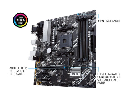 ASUS Prime B450M-A II AMD AM4 (Ryzen 5000, 3rd/2nd/1st Gen Ryzen Micro ATX Motherboard (128GB DDR4, 4400 O.C.), NVMe, HDMI 2.0b/DVI/D-Sub, USB 3.2 Gen 2, BIOS Flashback, and Aura Sync)