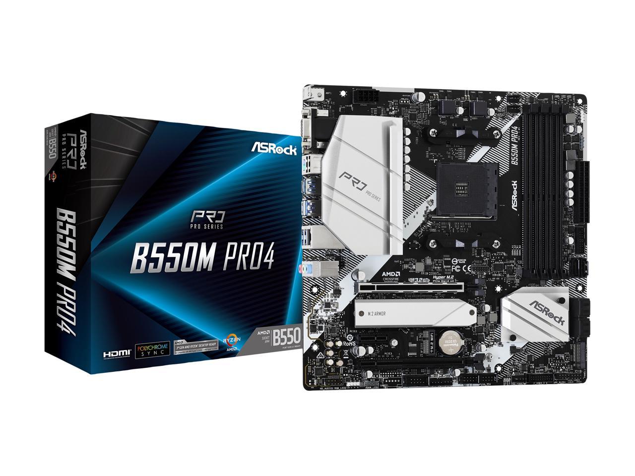 ASRock B550M PRO4 AM4 AMD B550 SATA 6Gb/s Micro ATX AMD Motherboard