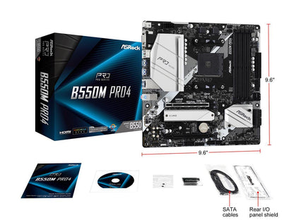 ASRock B550M PRO4 AM4 AMD B550 SATA 6Gb/s Micro ATX AMD Motherboard