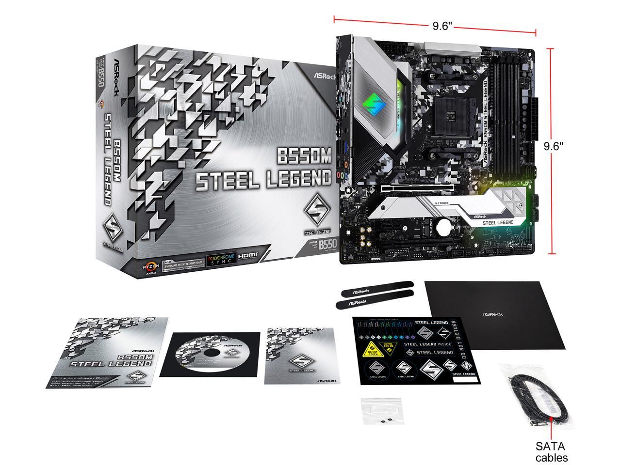 ASRock B550M STEEL LEGEND AM4 AMD B550 SATA 6Gb/s Micro ATX AMD Motherboard