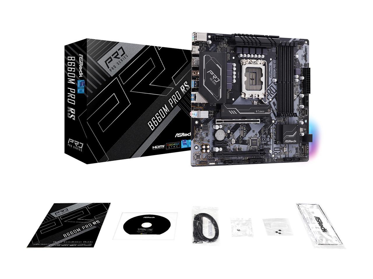 ASRock B660M PRO RS LGA 1700 Intel B660 SATA 6Gb/s DDR4 Micro ATX Motherboard