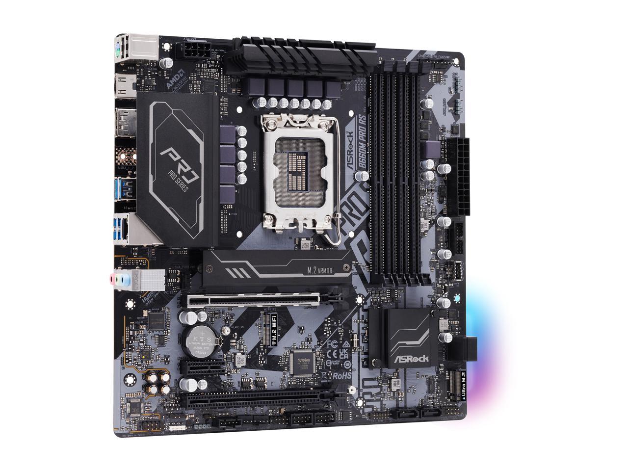 ASRock B660M PRO RS LGA 1700 Intel B660 SATA 6Gb/s DDR4 Micro ATX Motherboard