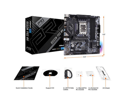 ASRock B660M PRO RS LGA 1700 Intel B660 SATA 6Gb/s DDR4 Micro ATX Motherboard