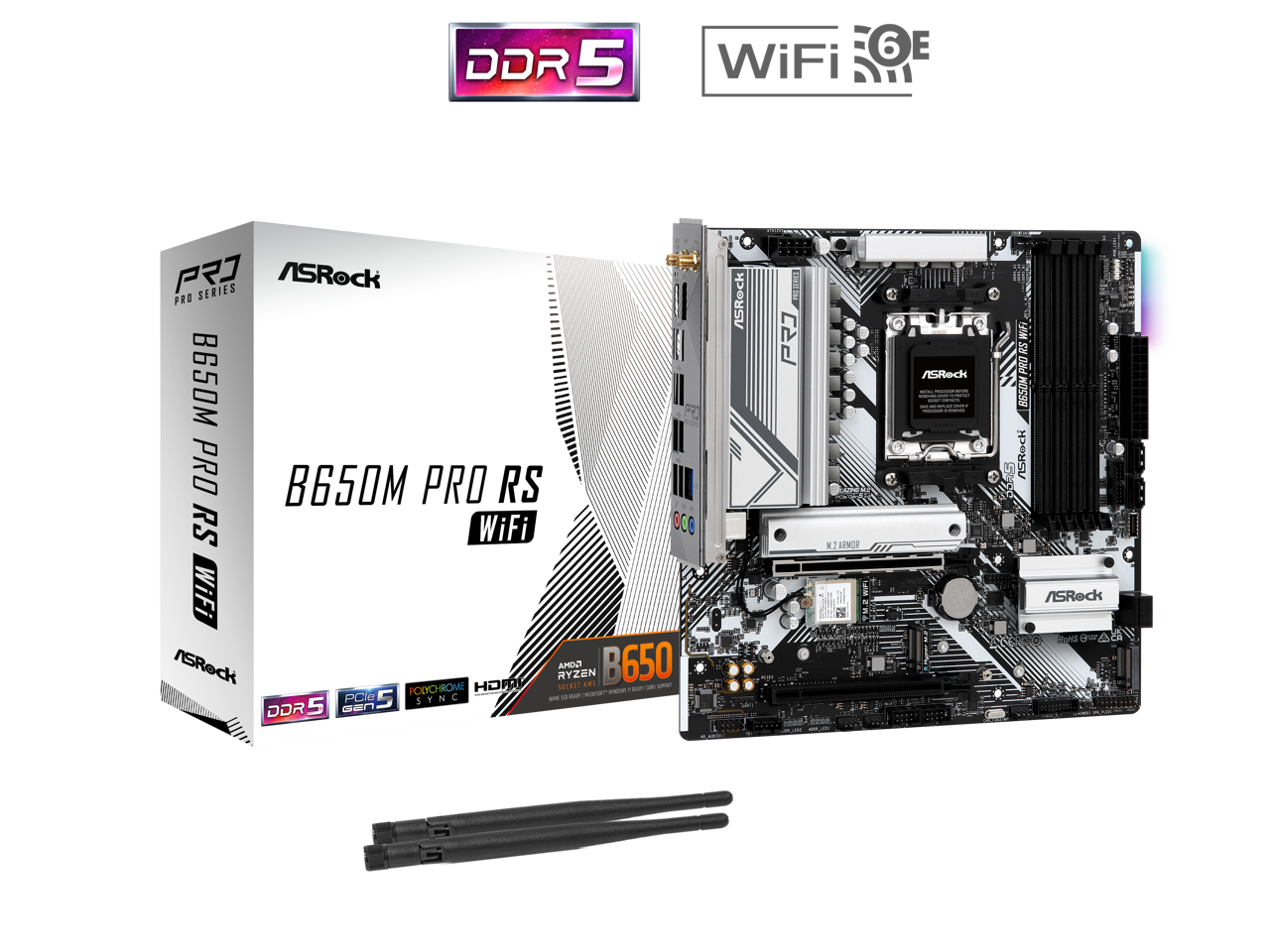 ASRock B650M Pro RS WiFi AM5 AMD B650 SATA 6Gb/s Micro ATX Motherboard