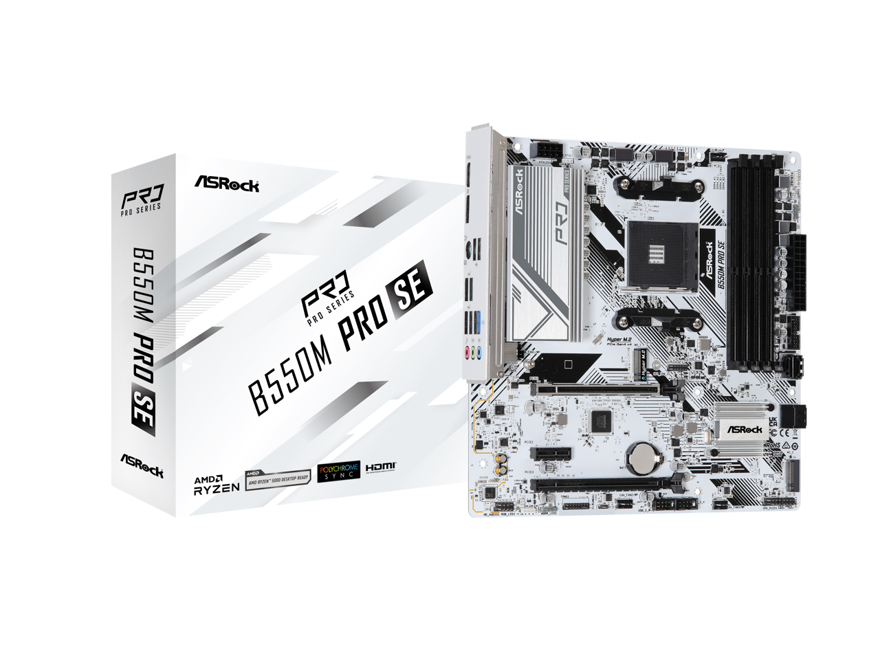 ASRock B550M Pro SE AM4 DDR4 SATA 6Gb/s 1 PCIe 4.0 x16 Micro ATX Motherboard