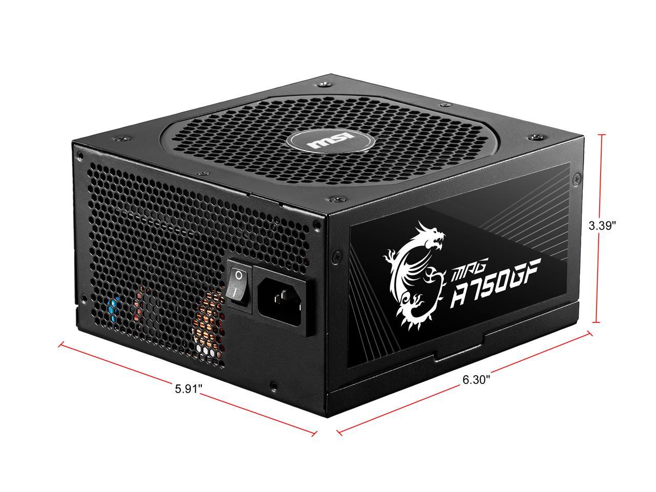 MSI MPG A750GF, 80 GOLD Full Modular Gaming PSU, Japanese Electrolytic capacitor, 750W ATX Power Supply