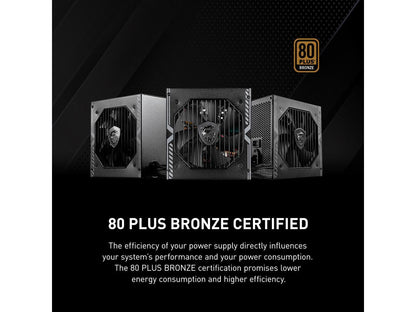 MSI MAG A650BN 650W ATX 80 PLUS BRONZE Certified Active PFC Power Supply