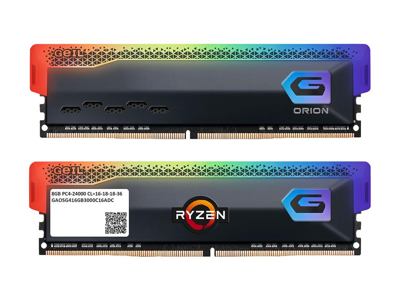 GeIL ORION RGB AMD Edition 32GB (2 x 16GB) 288-Pin PC RAM DDR4 3200 (PC4 25600) Desktop Memory Model GAOSG432GB3200C16BDC