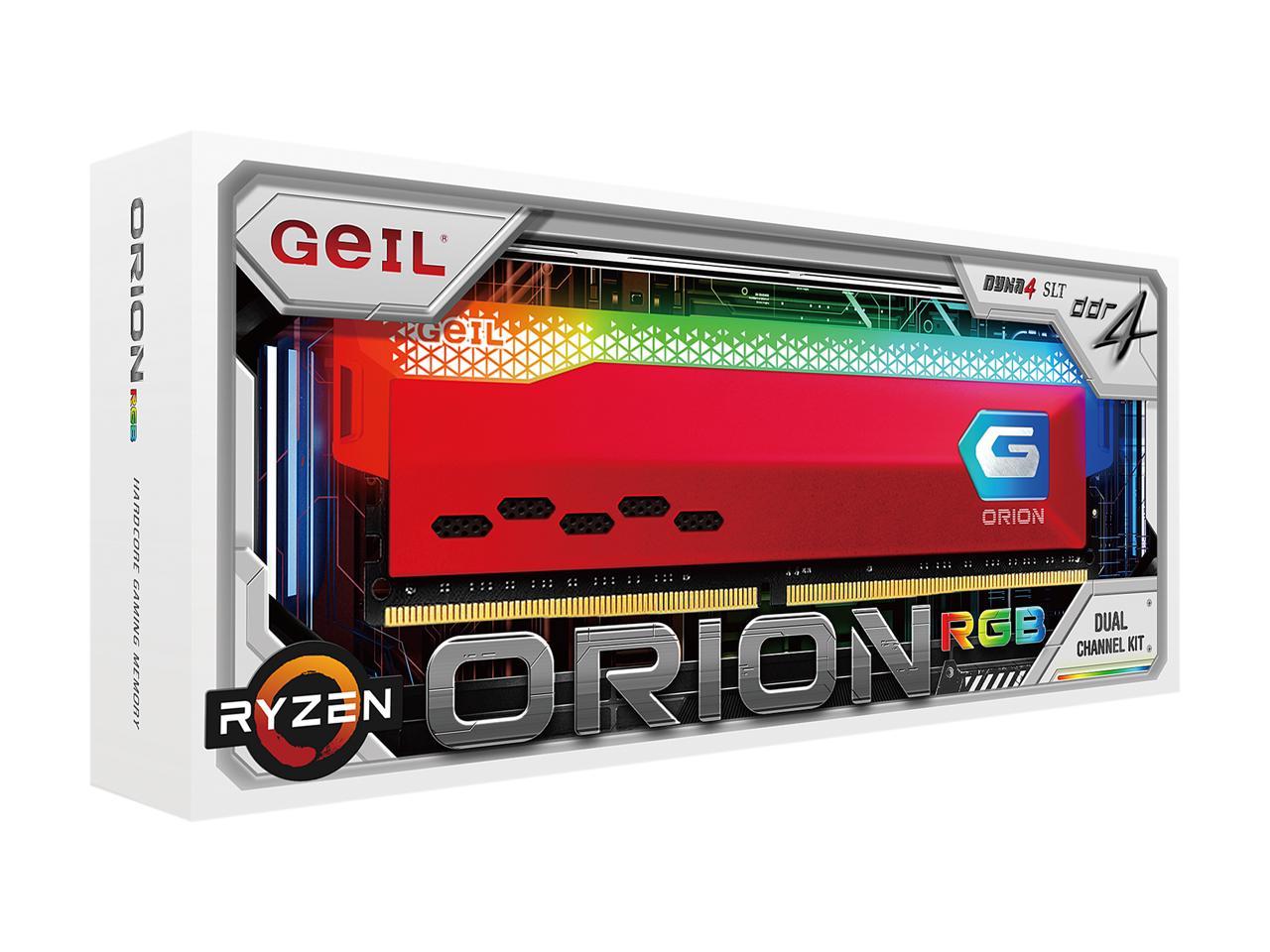 GeIL ORION RGB AMD Edition 32GB (2 x 16GB) 288-Pin PC RAM DDR4 3200 (PC4 25600) Desktop Memory Model GAOSG432GB3200C16BDC