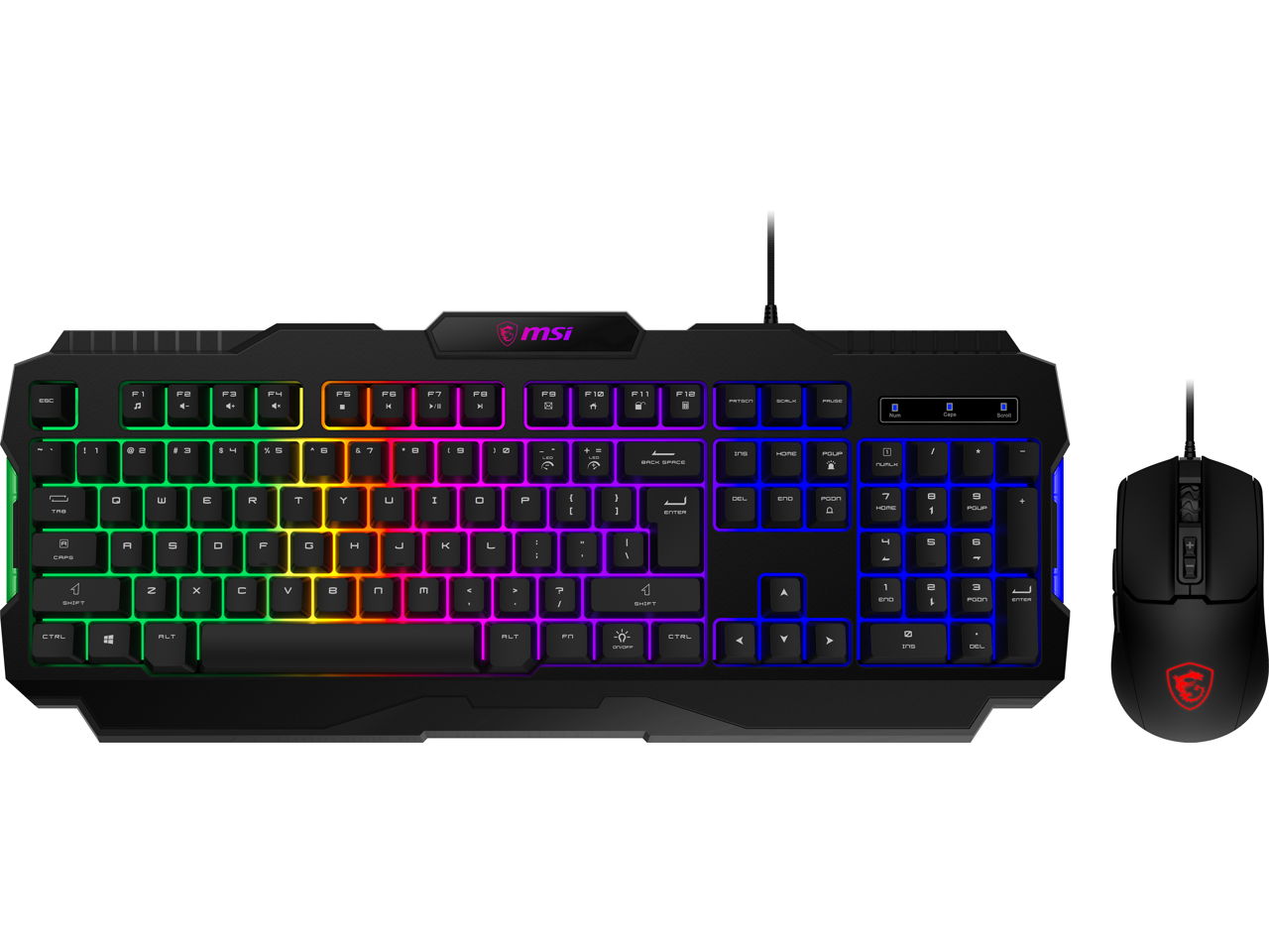 MSI Forge GK100 Combo – Gaming RGB Keyboard & Mouse Set, 19-Key Anti-Ghosting, 6400 DPI Optical Sensor, 6-Mode RGB, up to 6,400 DPI, Black