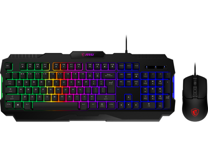 MSI Forge GK100 Combo – Gaming RGB Keyboard & Mouse Set, 19-Key Anti-Ghosting, 6400 DPI Optical Sensor, 6-Mode RGB, up to 6,400 DPI, Black