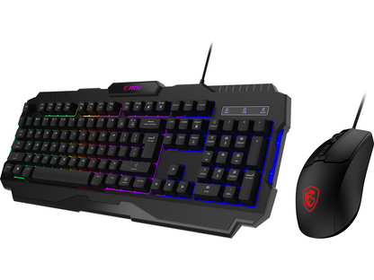 MSI Forge GK100 Combo – Gaming RGB Keyboard & Mouse Set, 19-Key Anti-Ghosting, 6400 DPI Optical Sensor, 6-Mode RGB, up to 6,400 DPI, Black