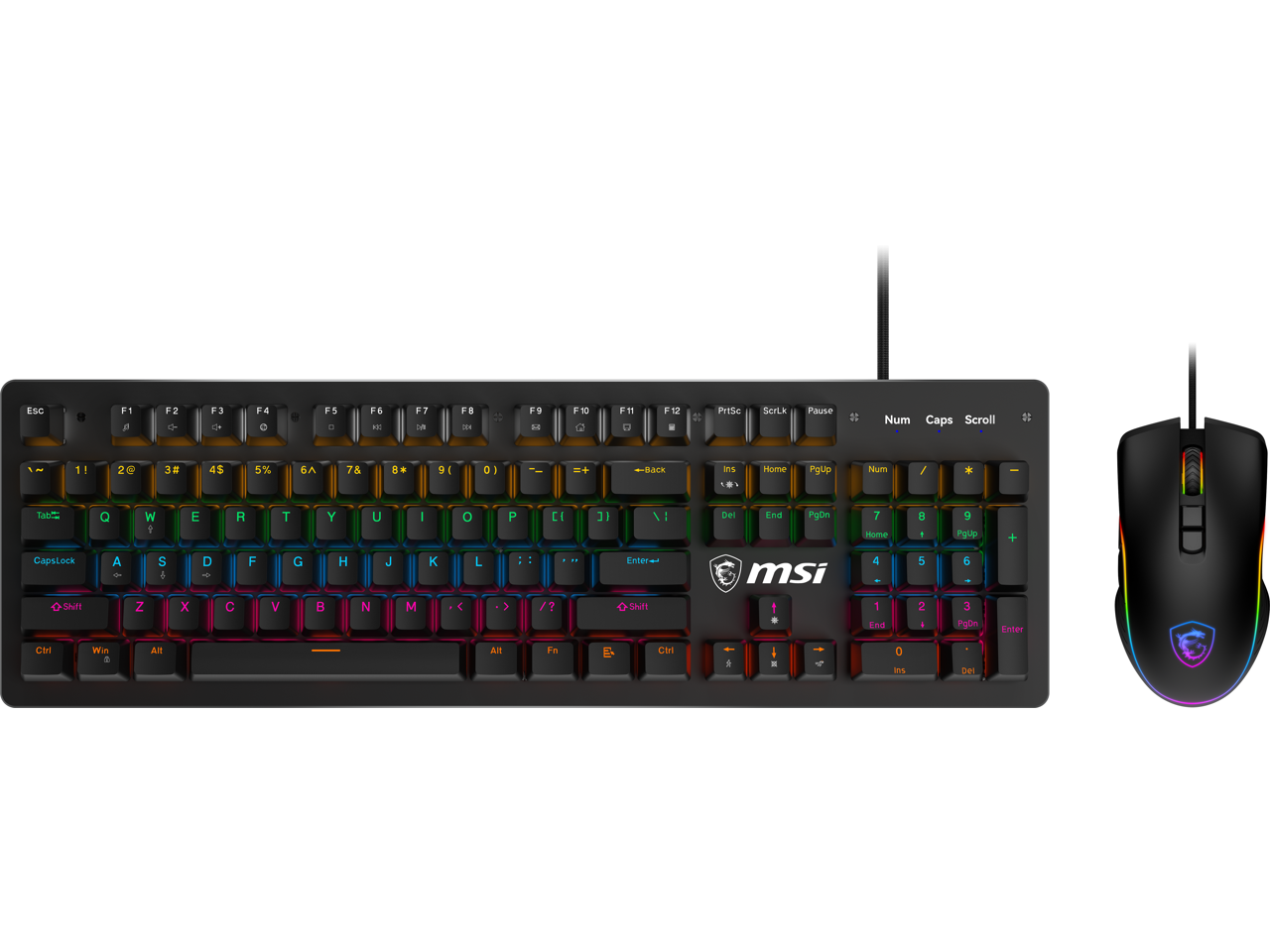 MSI FORGE GK300 COMBO - BLUE SWITCHES Gaming Keyboard & Gaming Mouse, Anti-Ghosting, Ergonomic Keycaps, 9-Mode RGB, up to 7,200 DPI, Black