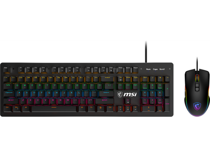 MSI FORGE GK300 COMBO - BLUE SWITCHES Gaming Keyboard & Gaming Mouse, Anti-Ghosting, Ergonomic Keycaps, 9-Mode RGB, up to 7,200 DPI, Black