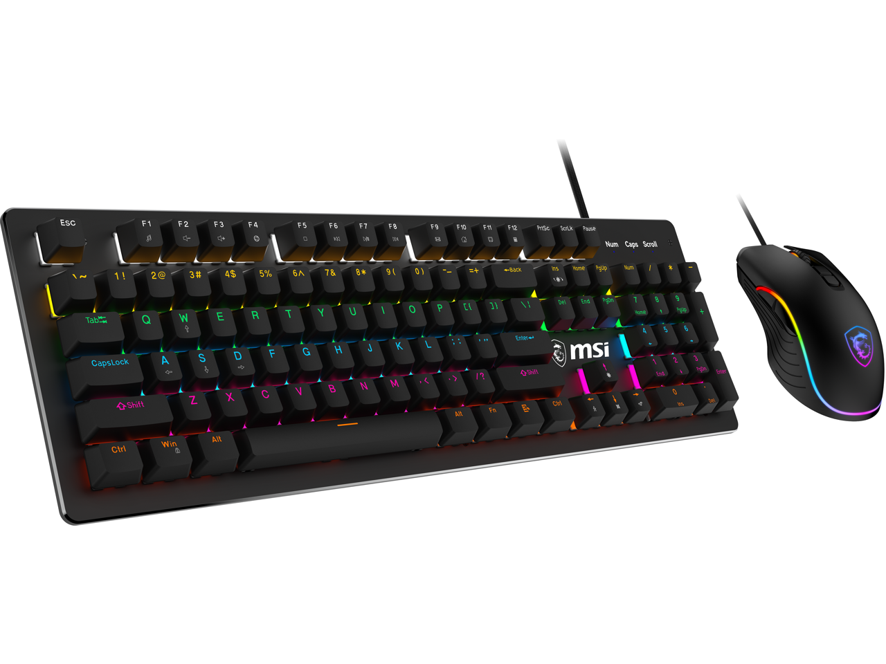 MSI FORGE GK300 COMBO - BLUE SWITCHES Gaming Keyboard & Gaming Mouse, Anti-Ghosting, Ergonomic Keycaps, 9-Mode RGB, up to 7,200 DPI, Black