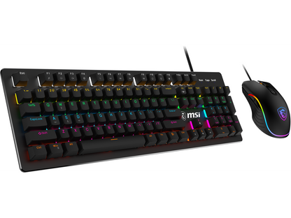 MSI FORGE GK300 COMBO - BLUE SWITCHES Gaming Keyboard & Gaming Mouse, Anti-Ghosting, Ergonomic Keycaps, 9-Mode RGB, up to 7,200 DPI, Black