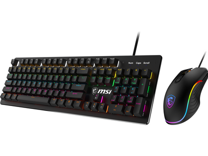 MSI FORGE GK300 COMBO - BLUE SWITCHES Gaming Keyboard & Gaming Mouse, Anti-Ghosting, Ergonomic Keycaps, 9-Mode RGB, up to 7,200 DPI, Black