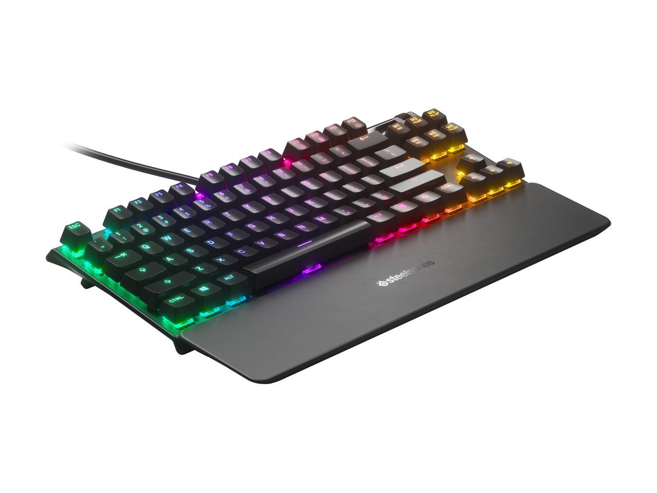 SteelSeries Apex 7 TKL Compact Mechanical Gaming Keyboard - OLED Smart Display - USB Passthrough and Media Controls - Linear and Quiet - RGB Backlit