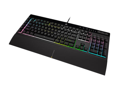 Corsair K55 RGB PRO XT - Dynamic Per-Key RGB Backlighting - Six Macro Keys with Elgato Stream Deck Software Integration - IP42 Dust and Spill-Resistant - Detachable Palm Rest - Media and Volume Keys