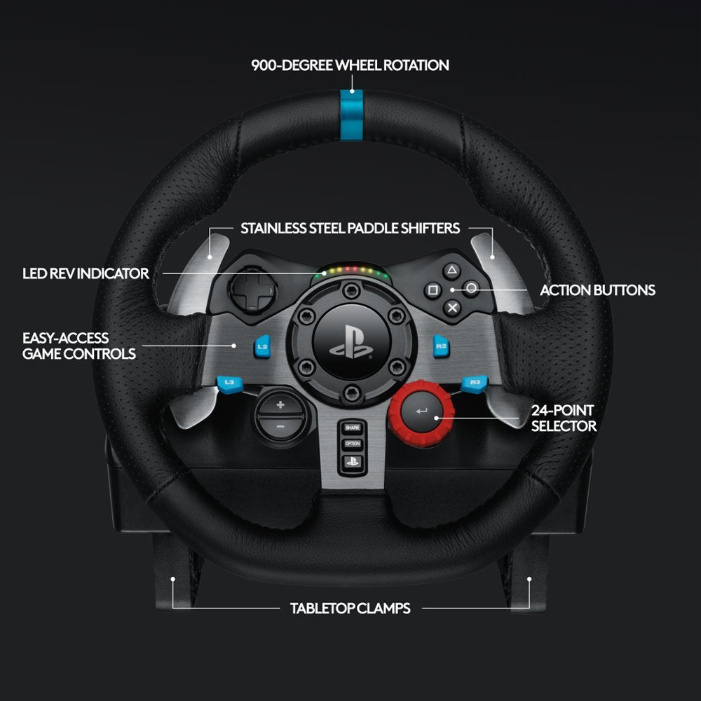 Logitech - G29 Driving Force Racing Wheel and Floor Pedals for PS5, PS4, PC, Mac - Black