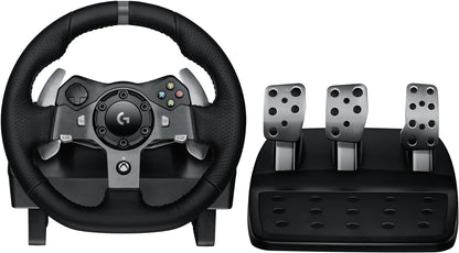 Logitech G920 Driving Force Racing Wheel and Floor Pedals, Real Force Feedback, Stainless Steel Paddle Shifters, Leather Steering Wheel Cover for Xbox Series X|S, Xbox One, PC, Mac - Black