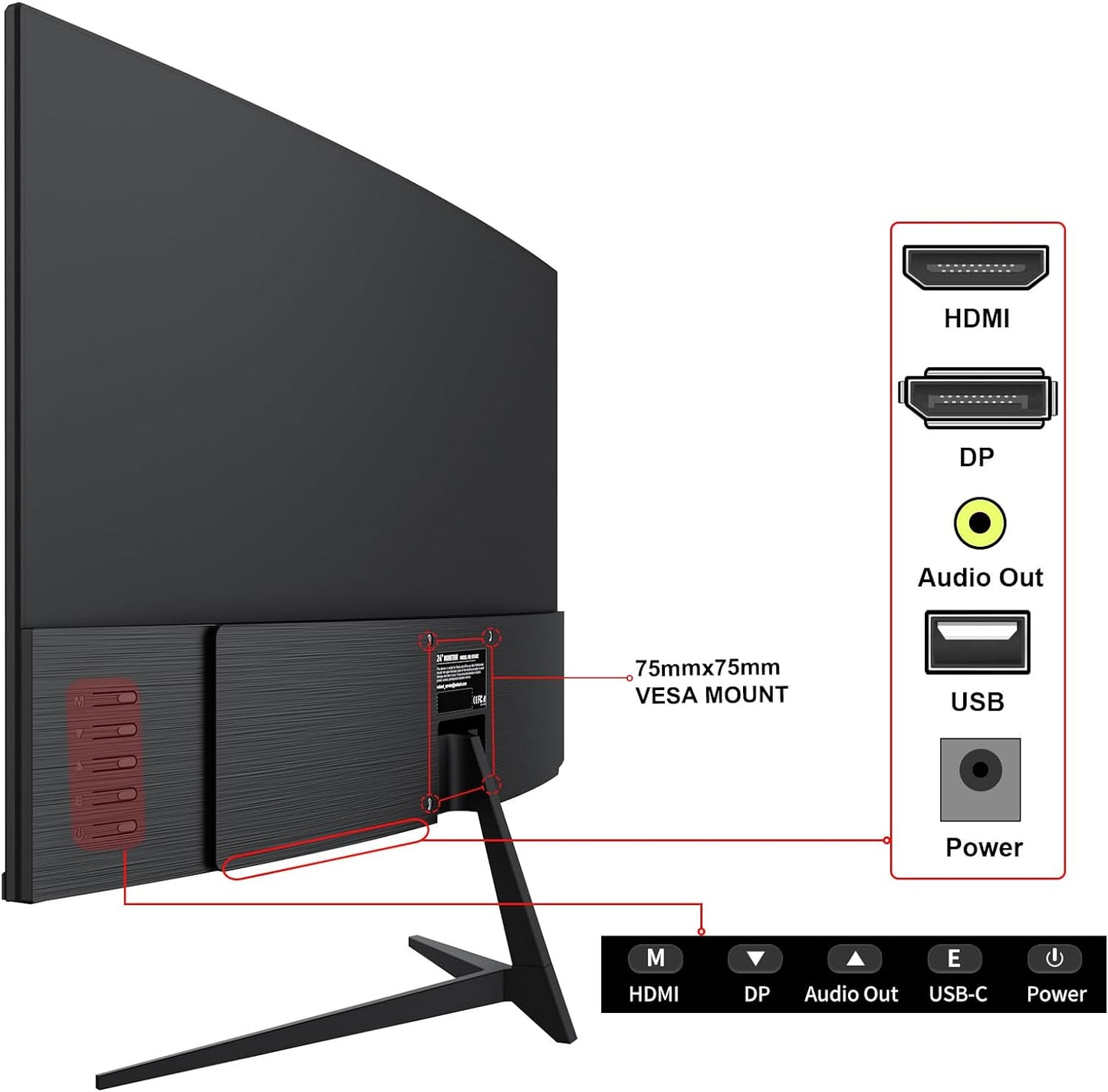 Gawfolk 24 Inch Gaming Monitor 165Hz/180Hz FHD 1080P Curved Computer Monitor with Eye-Care Technology