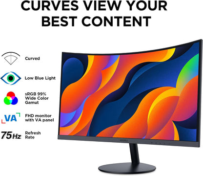 KOORUI 27-Inch Curved Computer Monitor- Full HD 1080P 75Hz Gaming