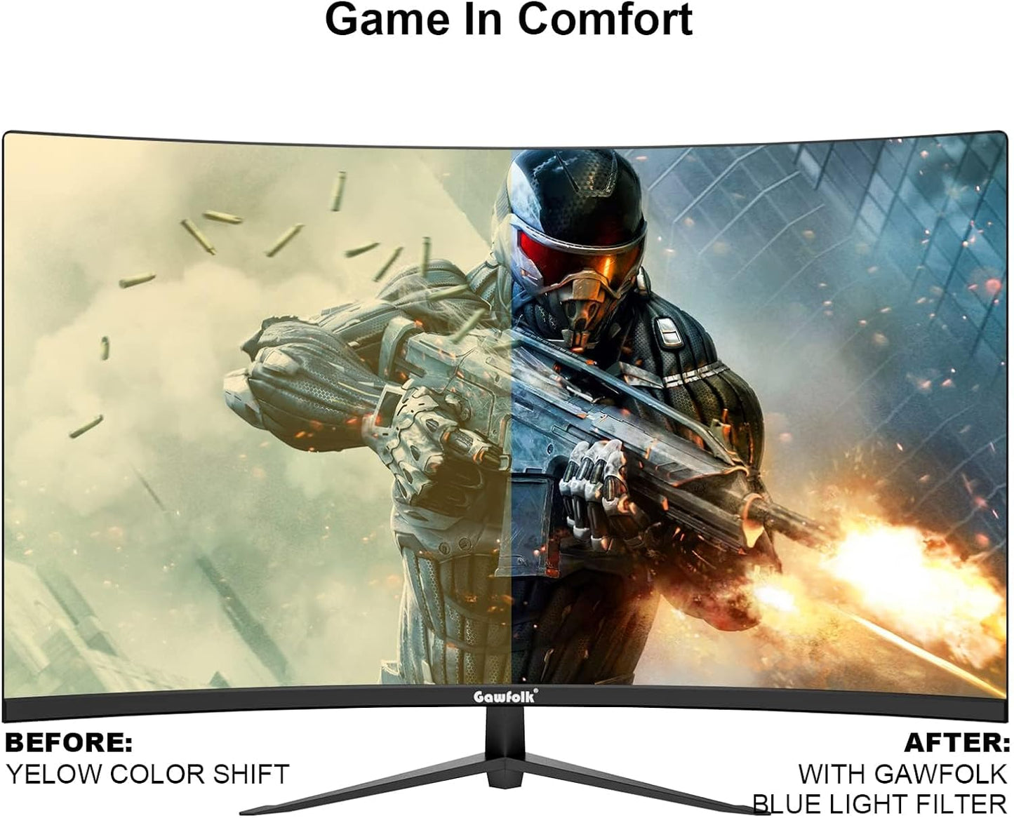 Gawfolk Curved Gaming Monitor, 27 Inch 165Hz / 144Hz