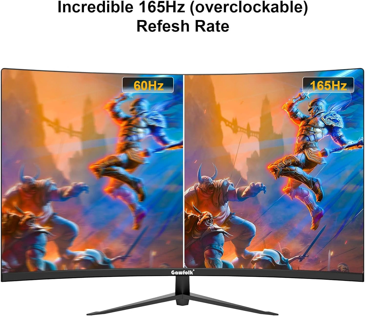 Gawfolk Curved Gaming Monitor, 27 Inch 165Hz / 144Hz