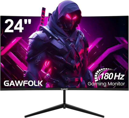 Gawfolk 24 Inch Gaming Monitor 165Hz/180Hz FHD 1080P Curved Computer Monitor with Eye-Care Technology