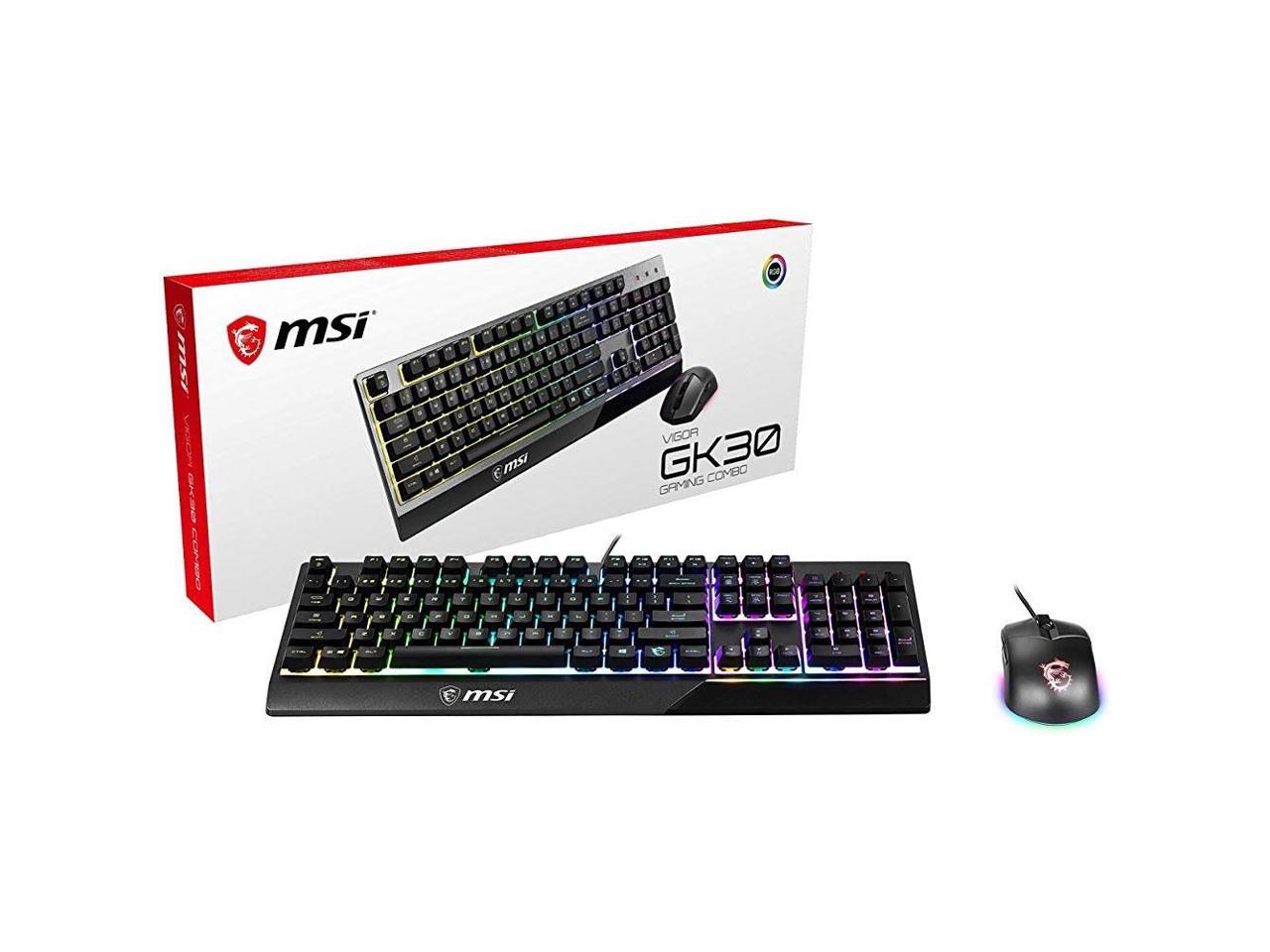 MSI Vigor GK30 Combo, 6-Zone RGB GK30 Gaming Keyboard & GM11 Gaming Mouse, Water Repellent & Splash-Proof, 5000 DPI