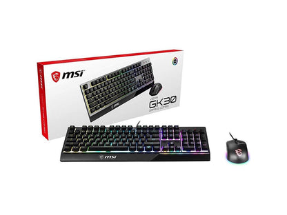 MSI Vigor GK30 Combo, 6-Zone RGB GK30 Gaming Keyboard & GM11 Gaming Mouse, Water Repellent & Splash-Proof, 5000 DPI