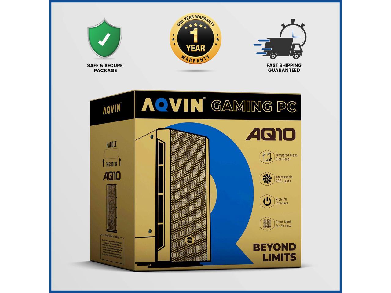 AQVIN - AQ10 - Gaming PC Desktop, Intel Core I7 Up to 3.90GHz, RX 580 8GB, 2TB SSD, 32GB DDR4 RAM,24 -Inch Curved Gaming Monitor,WiFi, Windows 10 Pro