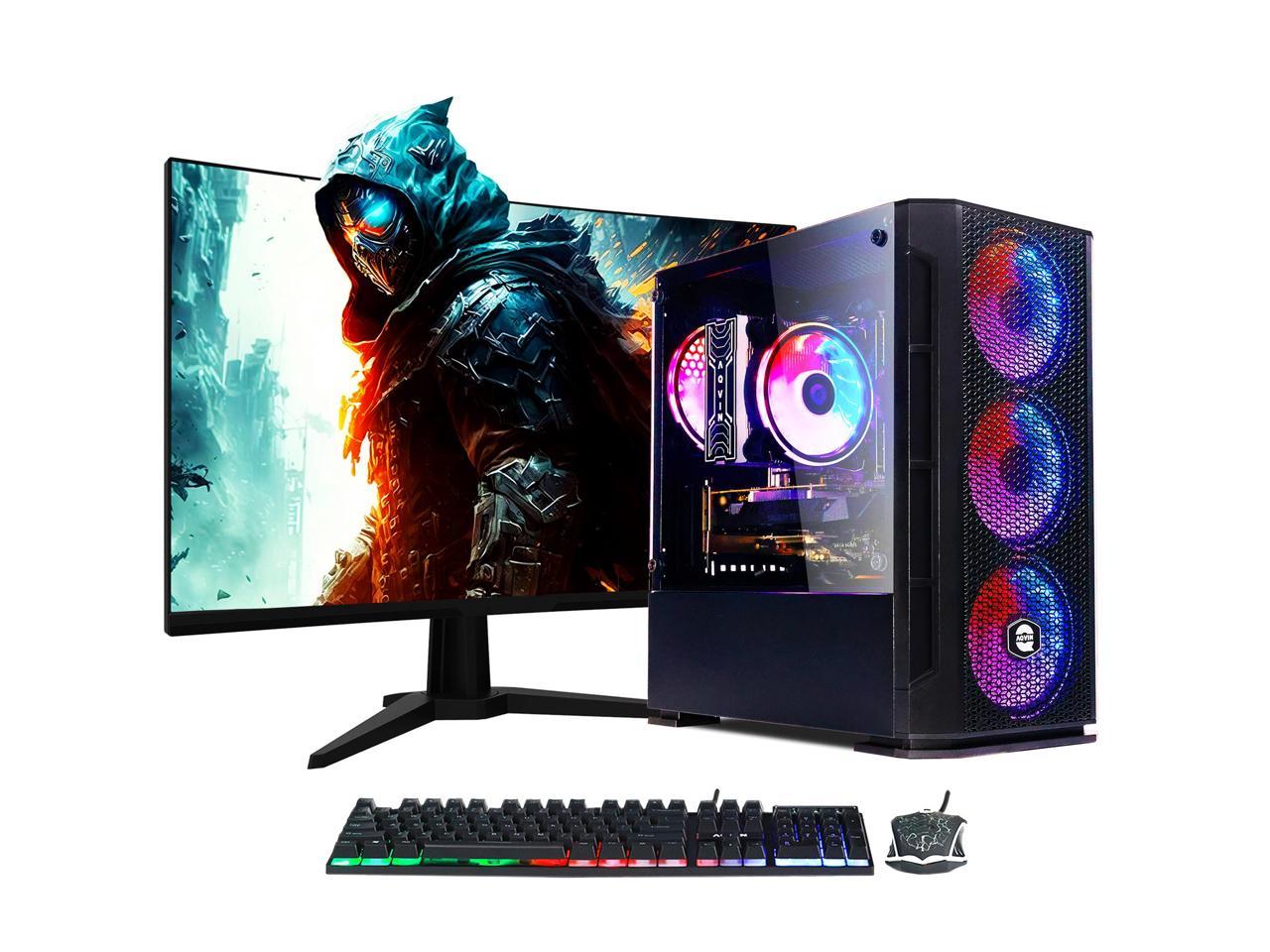 AQVIN - AQ10 - Gaming PC Desktop, Intel Core I7 Up to 3.90GHz, RX 580 8GB, 2TB SSD, 32GB DDR4 RAM,24 -Inch Curved Gaming Monitor,WiFi, Windows 10 Pro