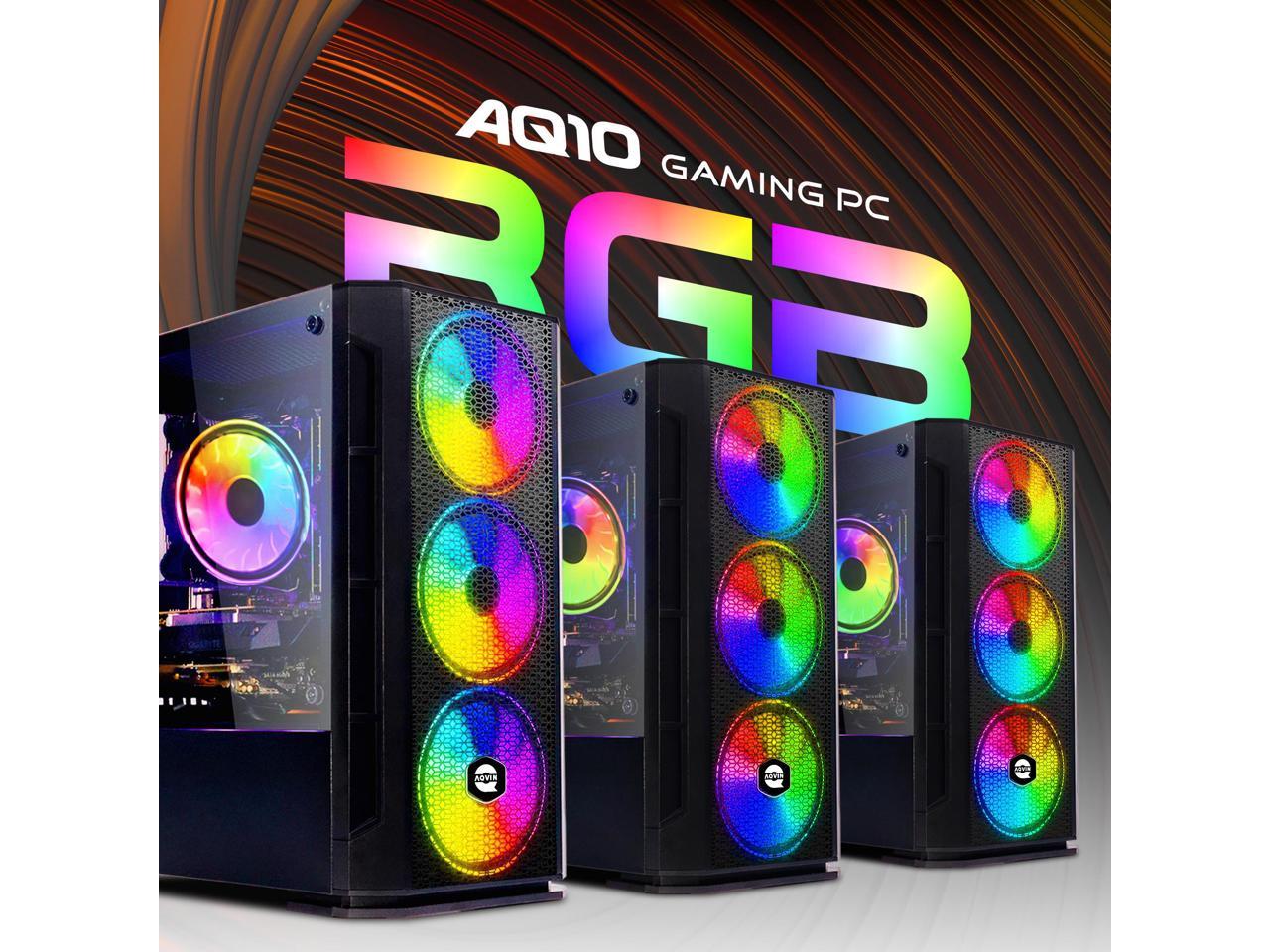 AQVIN - AQ10 - Gaming PC Desktop, Intel Core I7 Up to 3.90GHz, RX 580 8GB, 2TB SSD, 32GB DDR4 RAM,24 -Inch Curved Gaming Monitor,WiFi, Windows 10 Pro