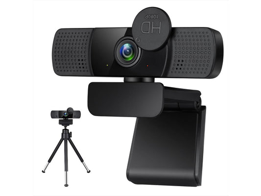 TROPRO Tw8 Webcam with Microphone, 1080P Full HD Computer Camera for PC with Cover, Expandable Tripod, USB Web Camera with Cover for Video Calls, Streaming, Skype, Zoom, Teleconference