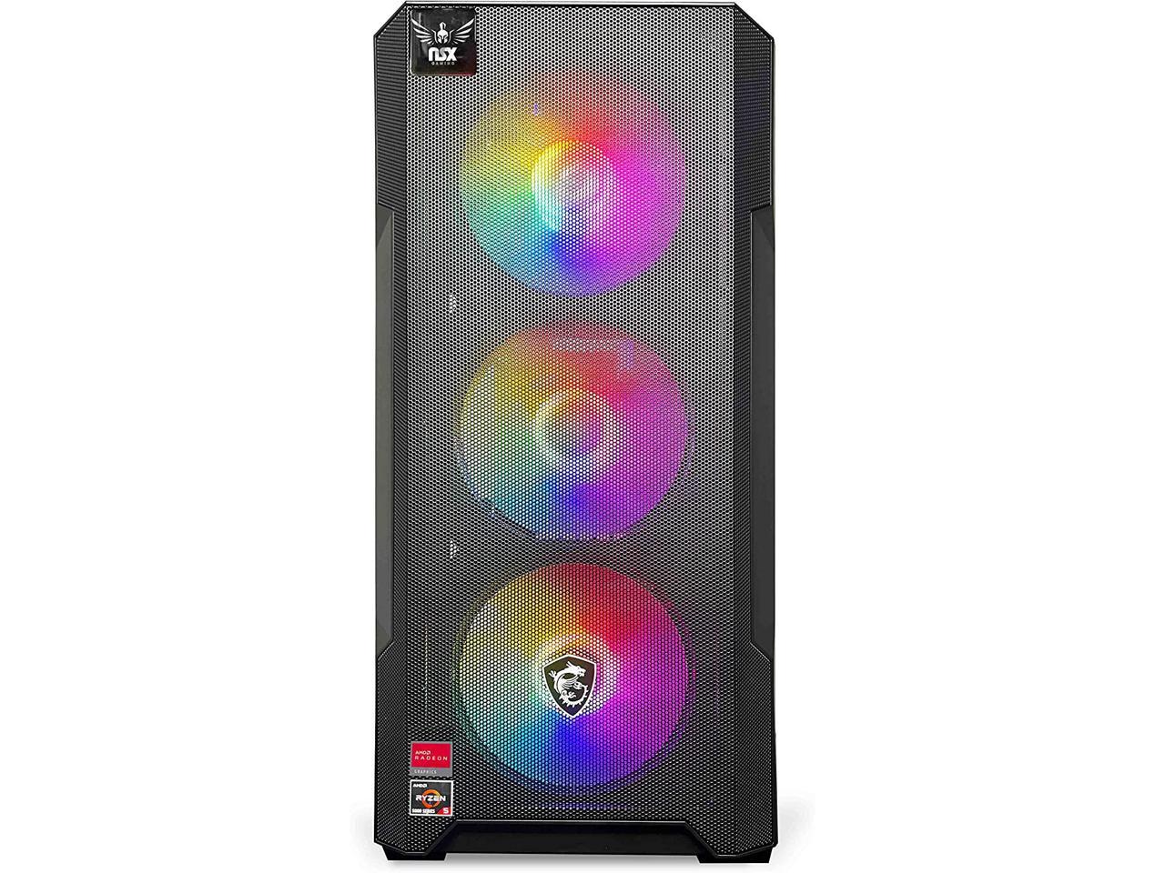 NSX GAMING PC Desktop AMD Ryzen 5 5500 3.6 GHz, NVIDIA RTX 3050 Ventus 2X Oc, 512 GB NVME SSD, 16GB DDR4 RGB RAM 3600, 650W Bronze PSU, Windows 11 Home 64-bit Built in USA