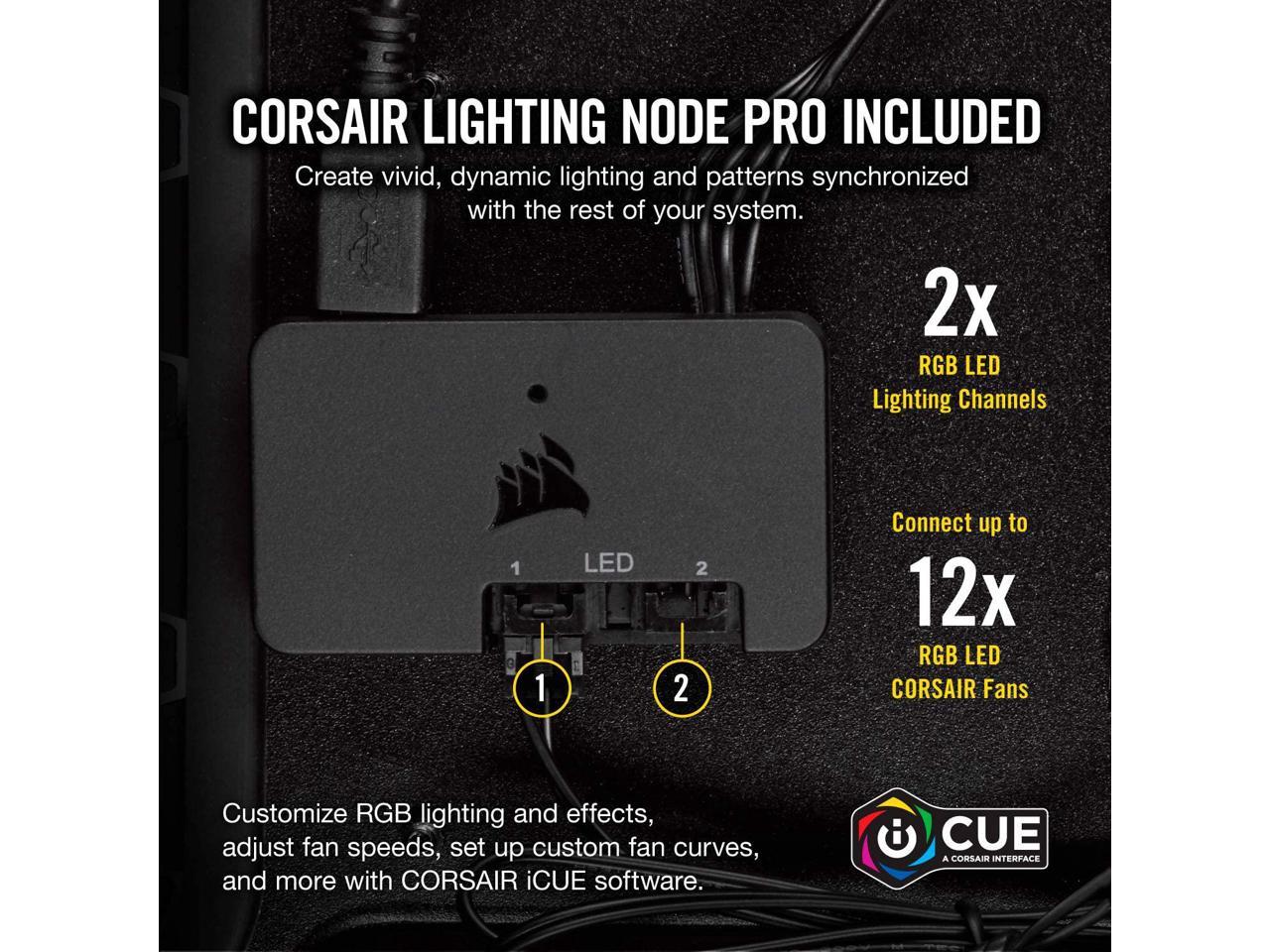 Corsair LL Series CO-9050072-WW LL120 RGB, 120mm Dual Light Loop RGB LED PWM Fan, 3 Fan Pack with Lighting Node PRO