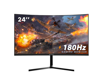 CRUA 24 Inch 144hz/180hz Curved Gaming Monitor, FHD 1080P 2800R Frameless Computer Monitors, Support AMD freesync Low Motion Blur, Eye Care, DisplayPort, HDMI, Compatible Wall Mountable Installs-Black