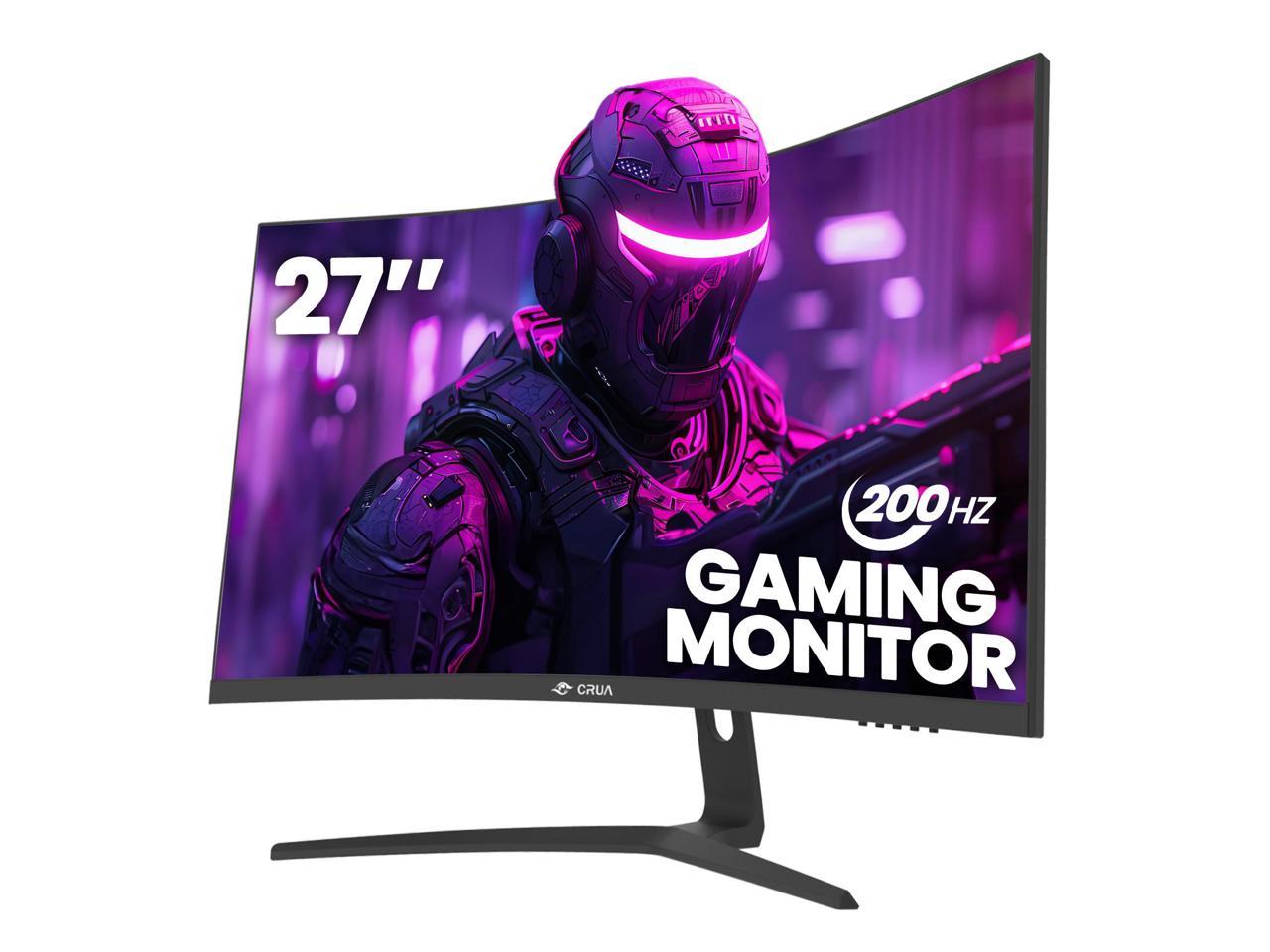 CRUA 27" 180Hz/200Hz Curved Gaming Monitor, FHD 1080P VA Screen 1800R Computer Monitors, 1ms(GTG) with FreeSync, Low Motion Blur, DisplayPort, HDMI, Support Wall Mount Install- Black